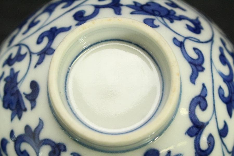 青花 纏枝蓮花紋 碗 十客 時代物(A743)