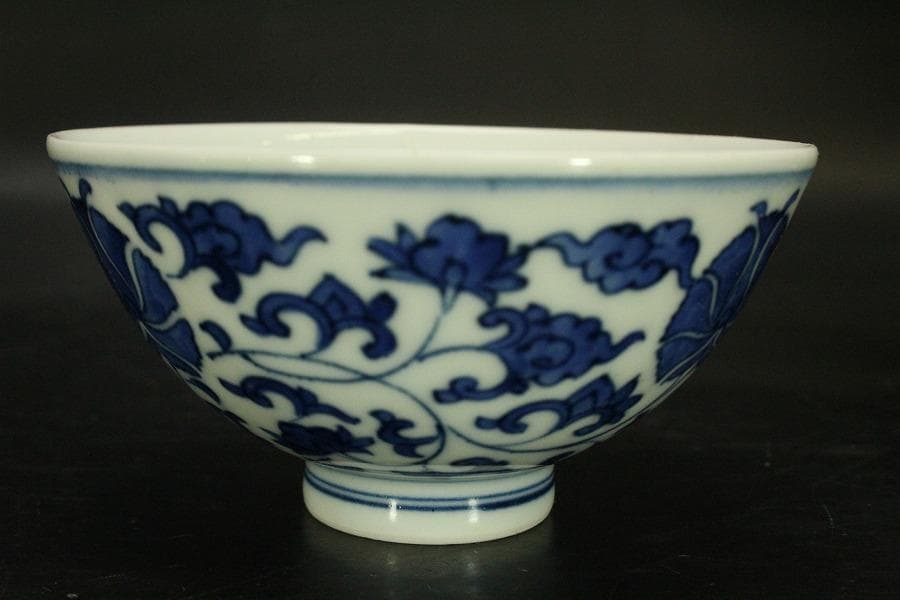 青花 纏枝蓮花紋 碗 十客 時代物(A743)