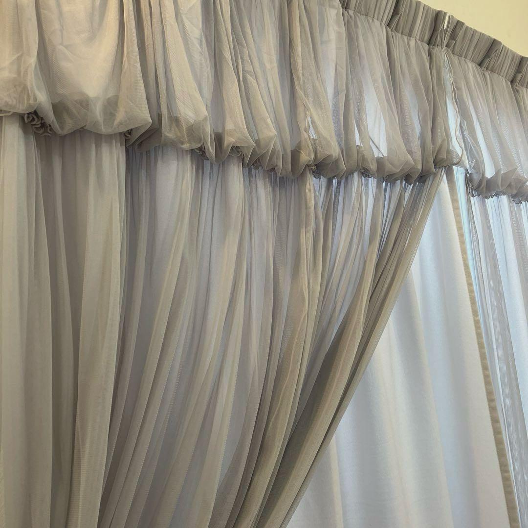 フランフラン　チュールバルーンダブルカーテン　グレー