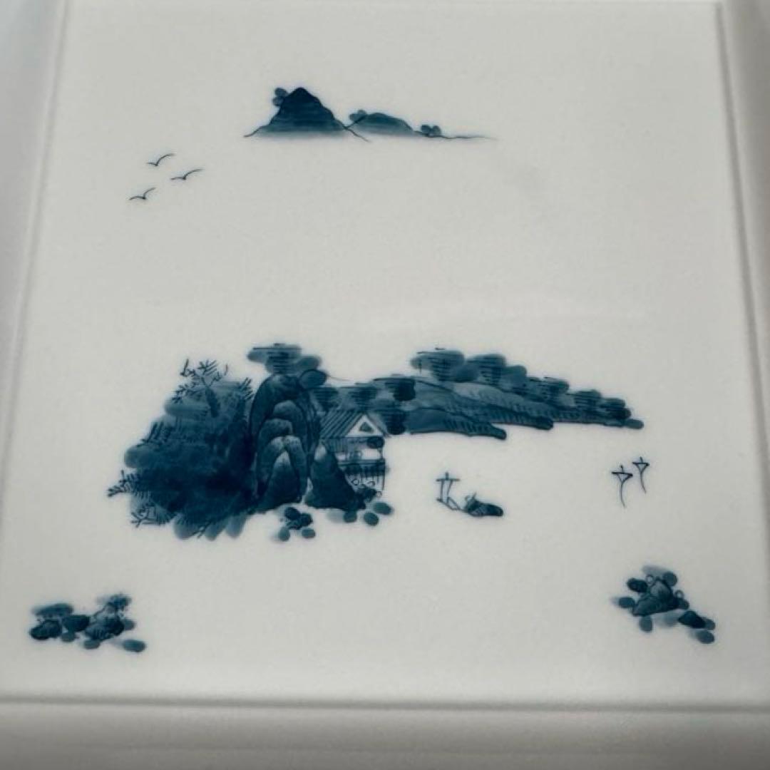 伊万里焼 畑萬陶苑 山水 隅切角盛皿☆