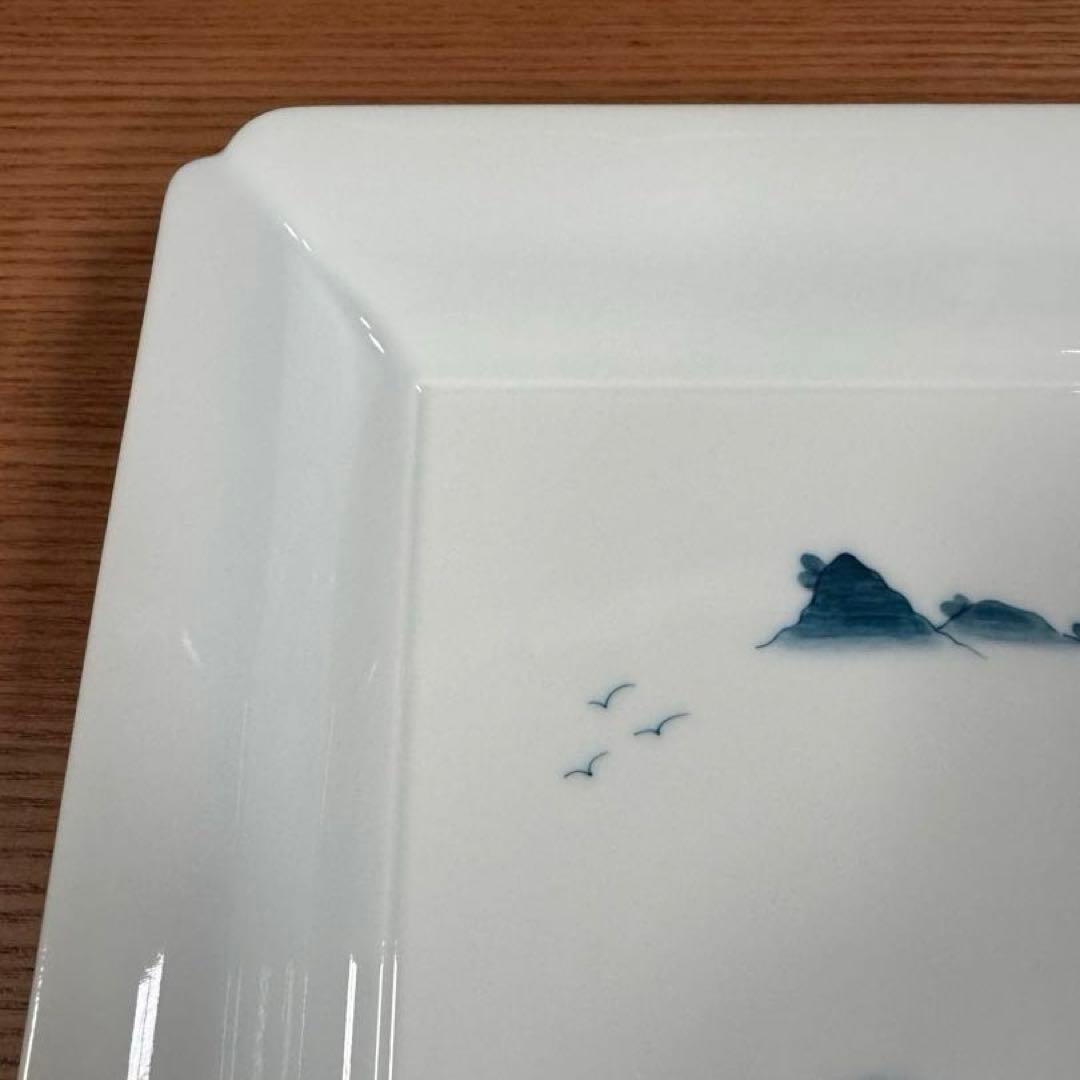 伊万里焼 畑萬陶苑 山水 隅切角盛皿☆