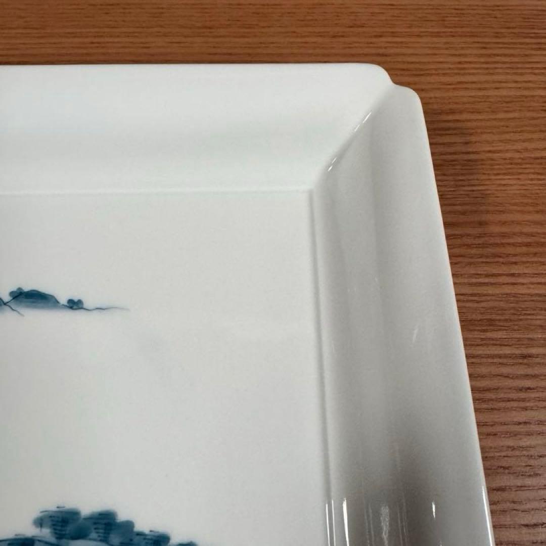伊万里焼 畑萬陶苑 山水 隅切角盛皿☆