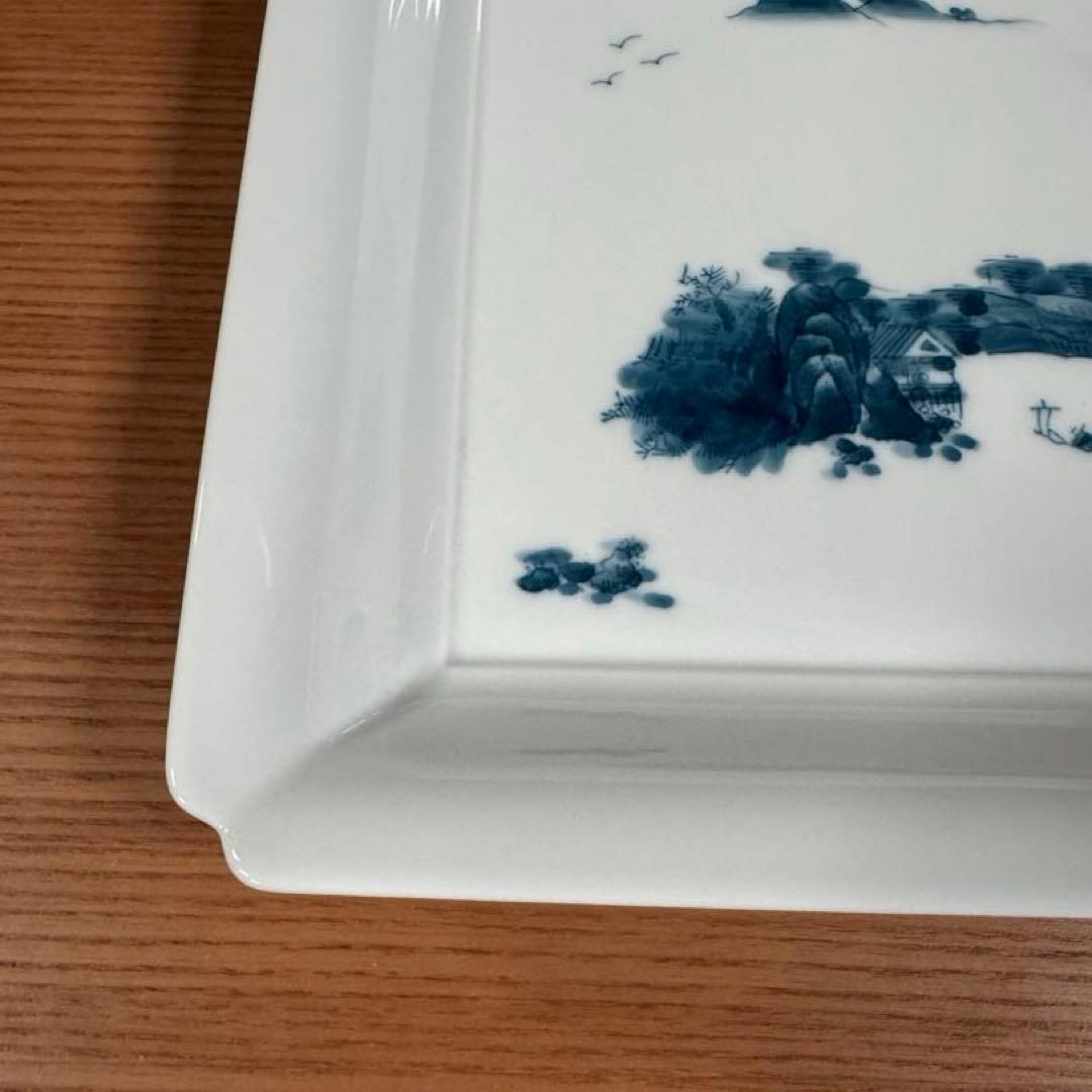 伊万里焼 畑萬陶苑 山水 隅切角盛皿☆