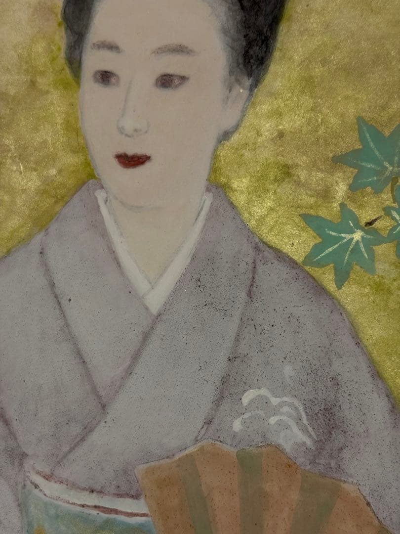 壁掛け　置物　レトロ　和　女性の絵　額付き！