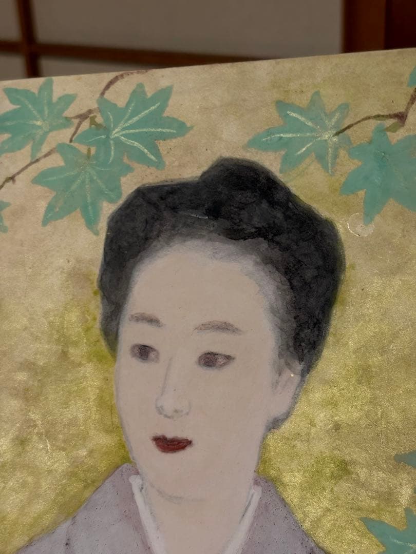 壁掛け　置物　レトロ　和　女性の絵　額付き！