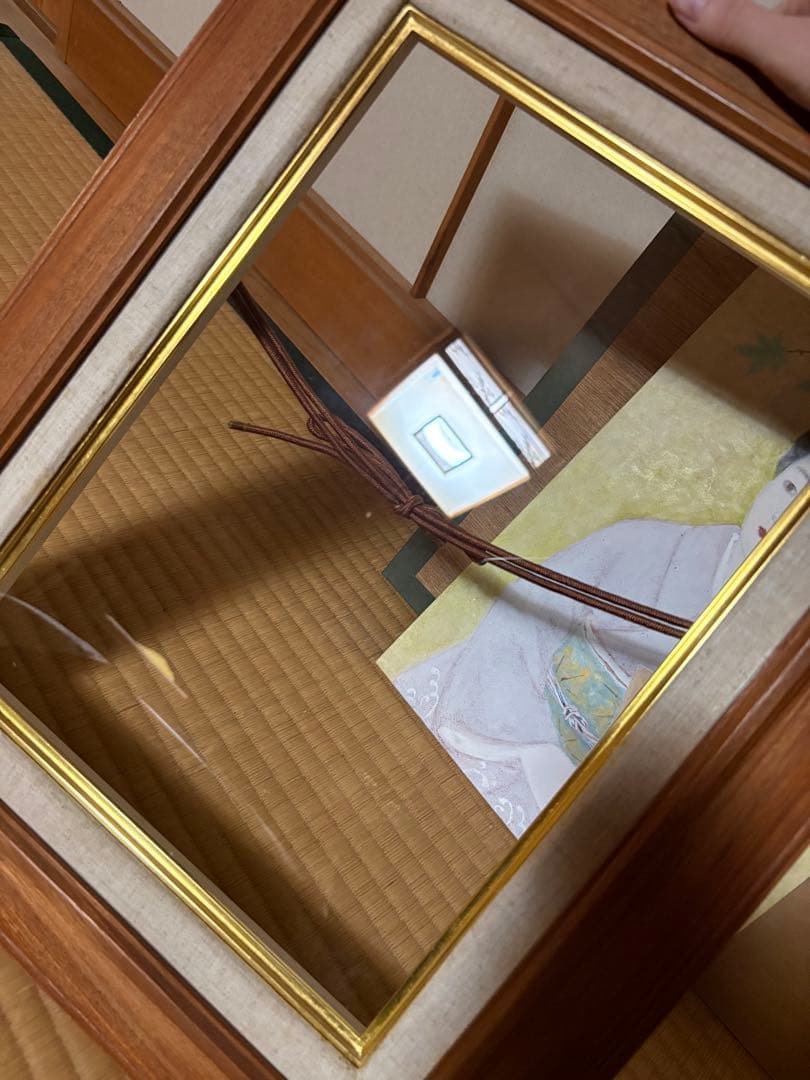 壁掛け　置物　レトロ　和　女性の絵　額付き！