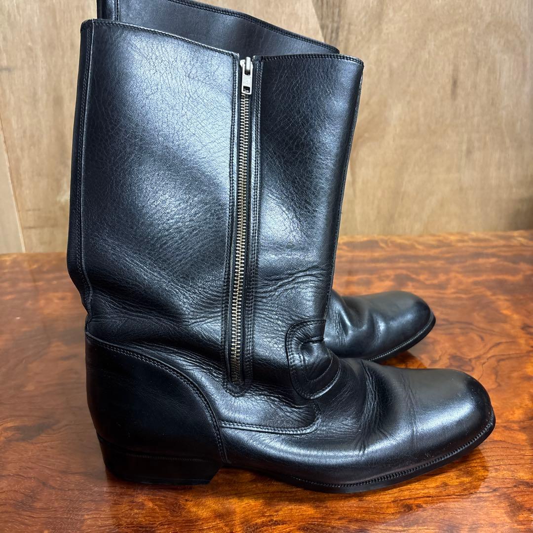 ブラックレザー ミリタリーブーツ ジッパー付き　26㎝　0202o189