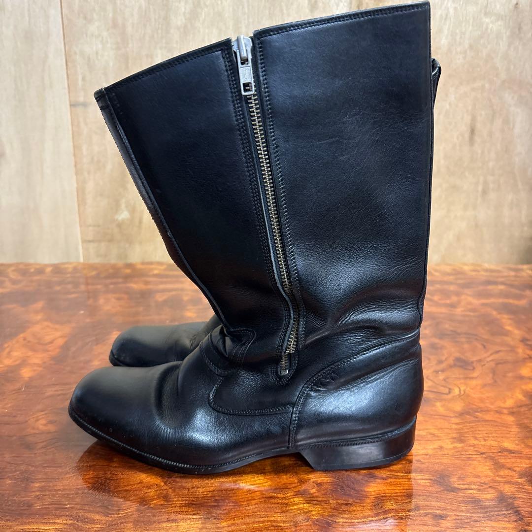 ブラックレザー ミリタリーブーツ ジッパー付き　26㎝　0202o189