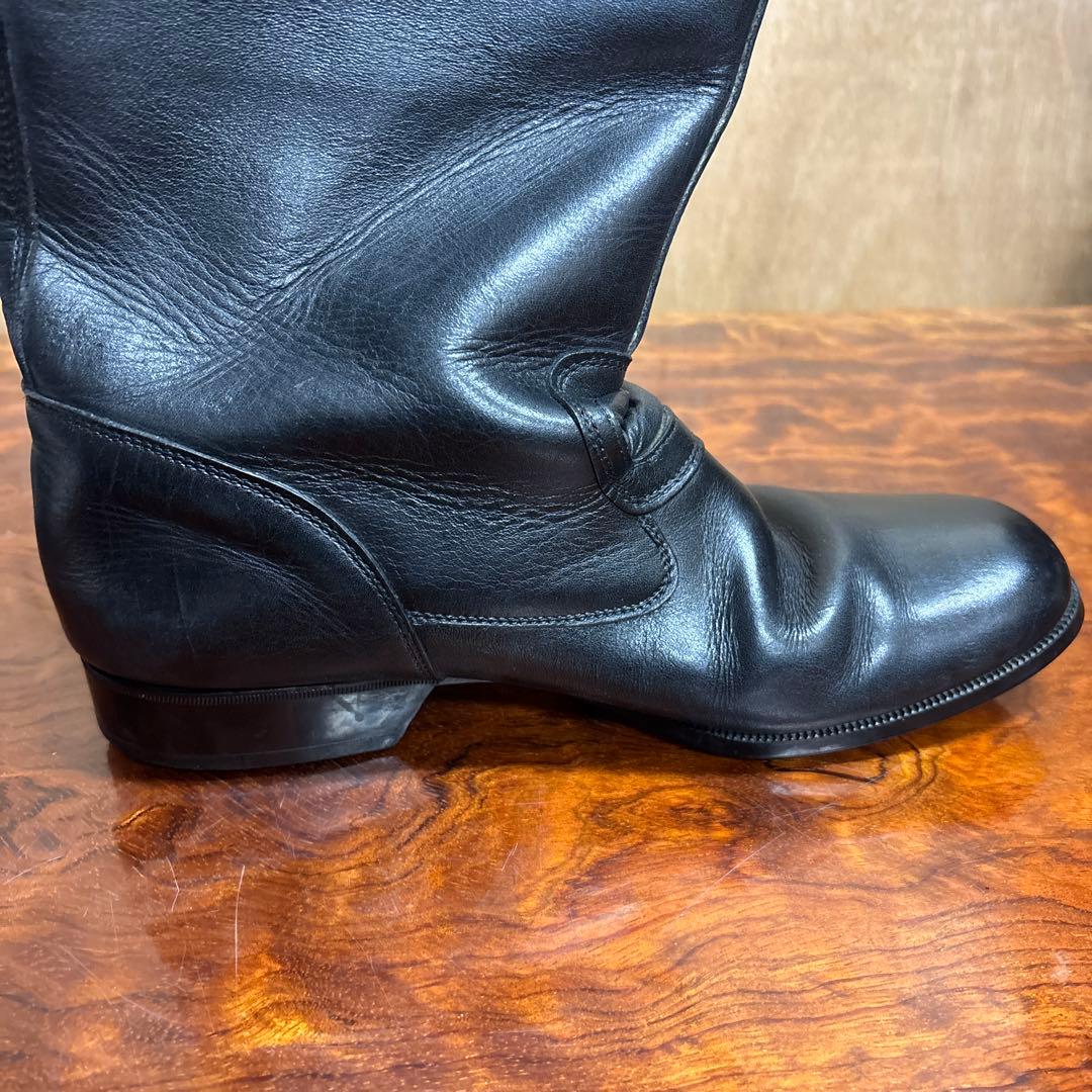 ブラックレザー ミリタリーブーツ ジッパー付き　26㎝　0202o189