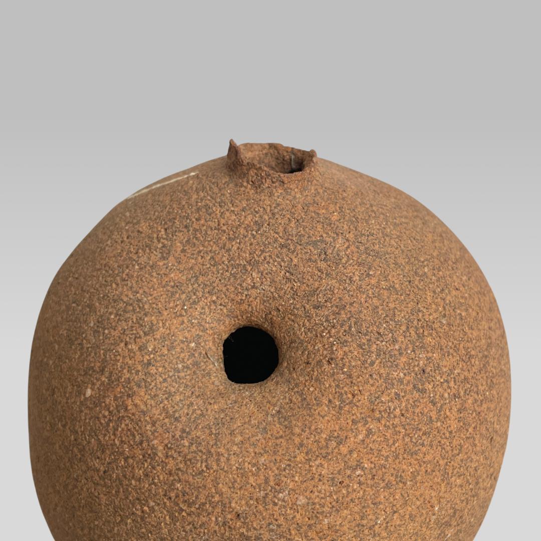 陶芸作家【富田啓之】焼〆白線紋花器 フラワーベース 花器 アートオブジェ