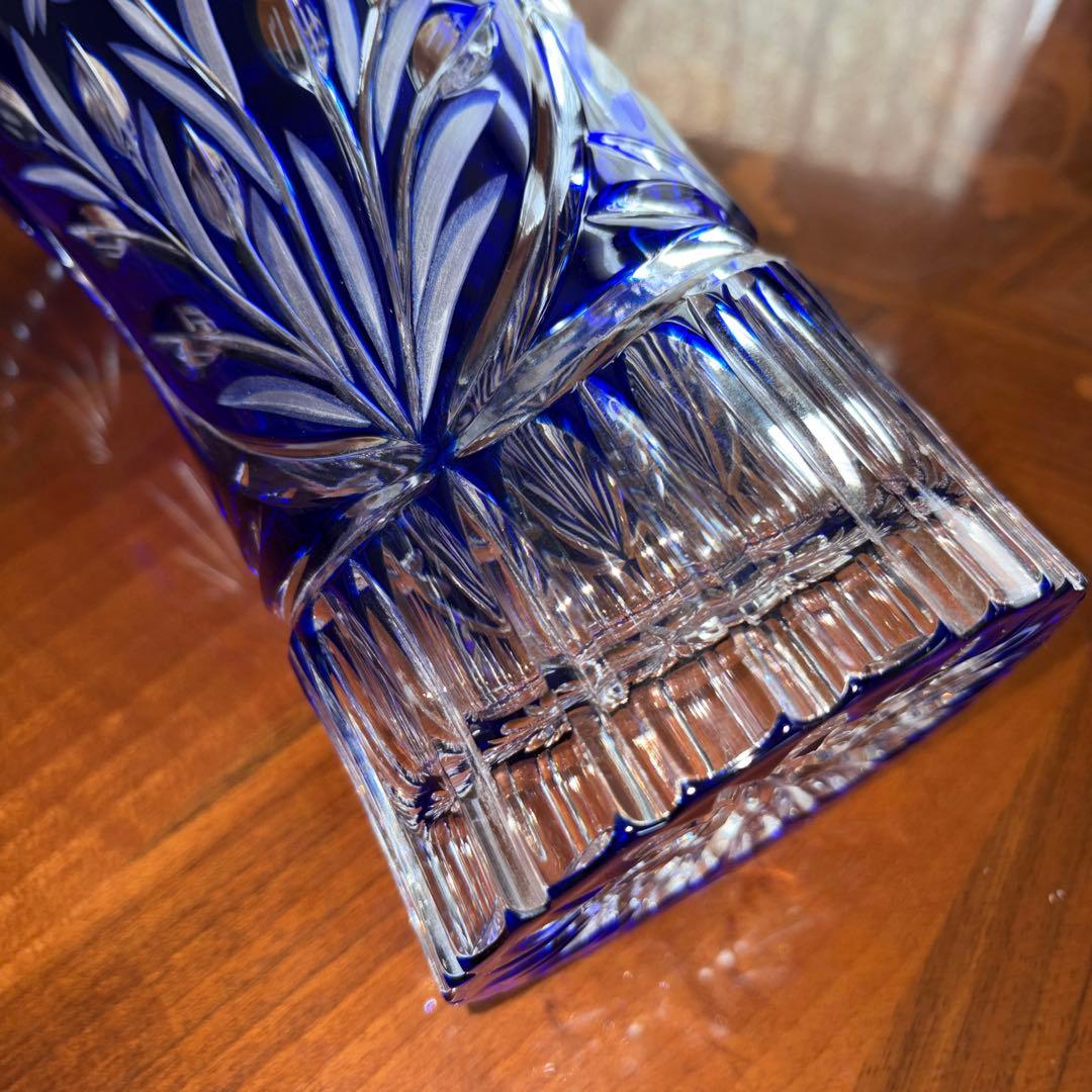 DQESDEN KRISTALL ドイツ製 切子 花瓶 フラワーベース 未使用