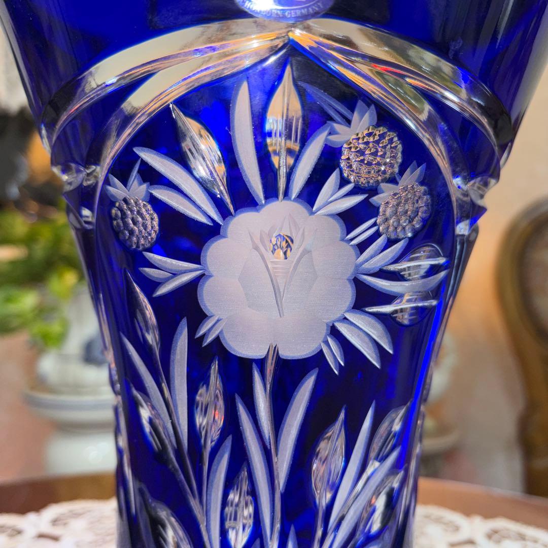 DQESDEN KRISTALL ドイツ製 切子 花瓶 フラワーベース 未使用