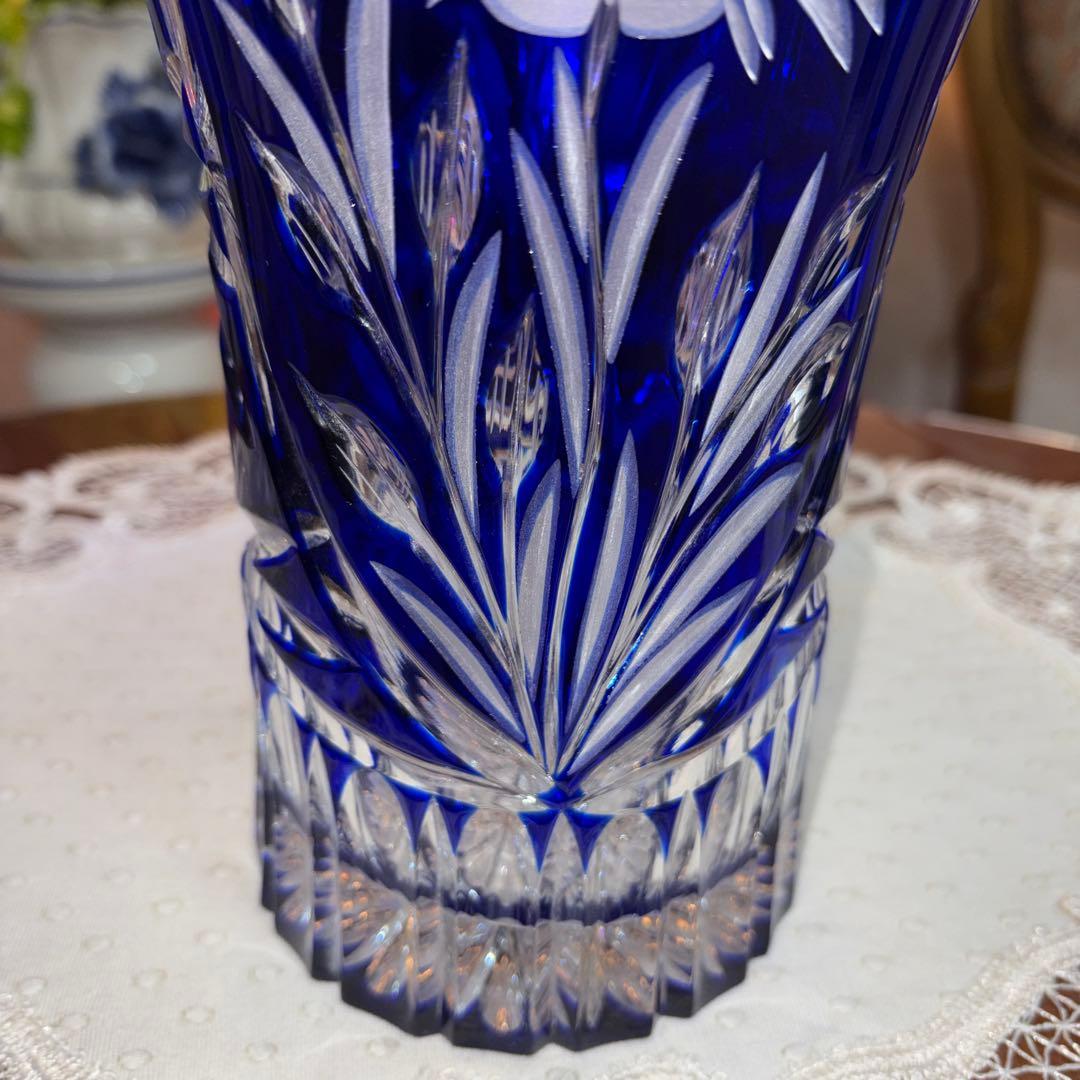 DQESDEN KRISTALL ドイツ製 切子 花瓶 フラワーベース 未使用