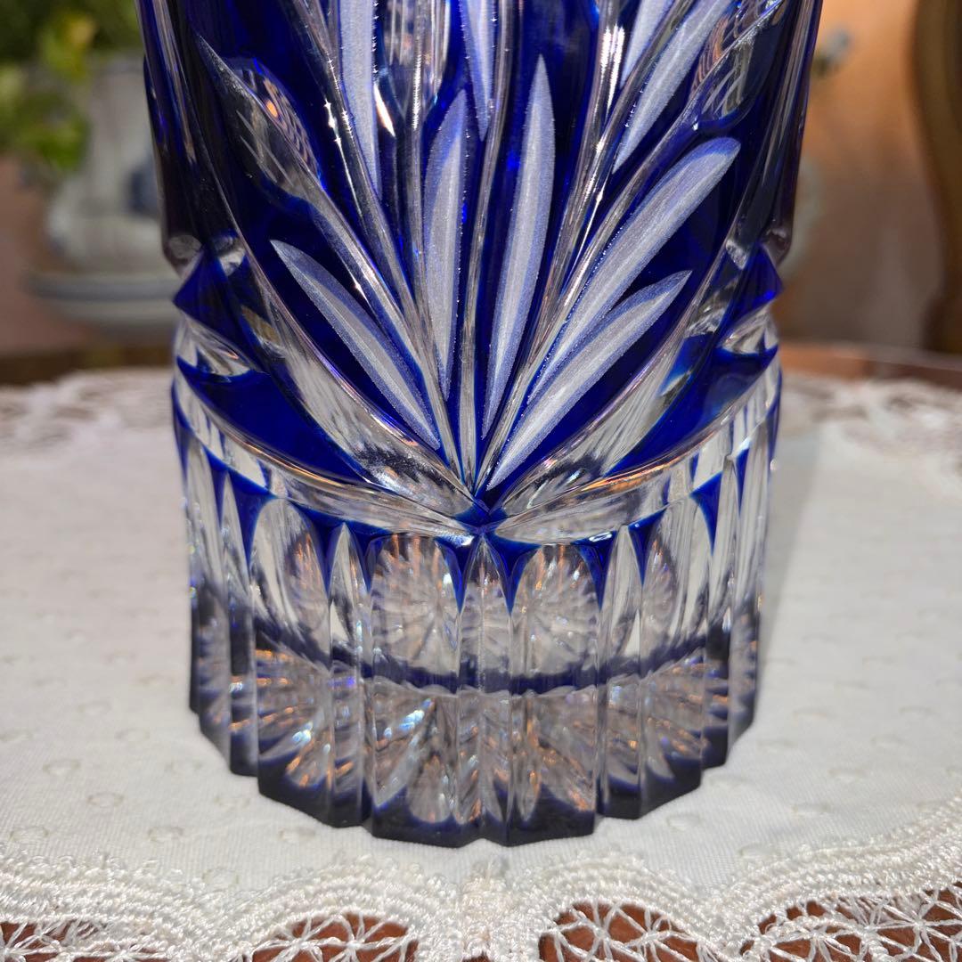 DQESDEN KRISTALL ドイツ製 切子 花瓶 フラワーベース 未使用
