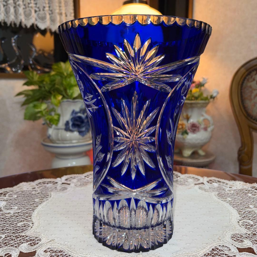 DQESDEN KRISTALL ドイツ製 切子 花瓶 フラワーベース 未使用