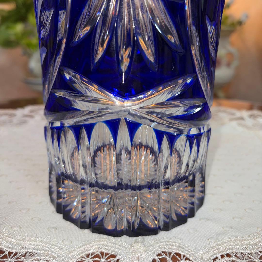 DQESDEN KRISTALL ドイツ製 切子 花瓶 フラワーベース 未使用