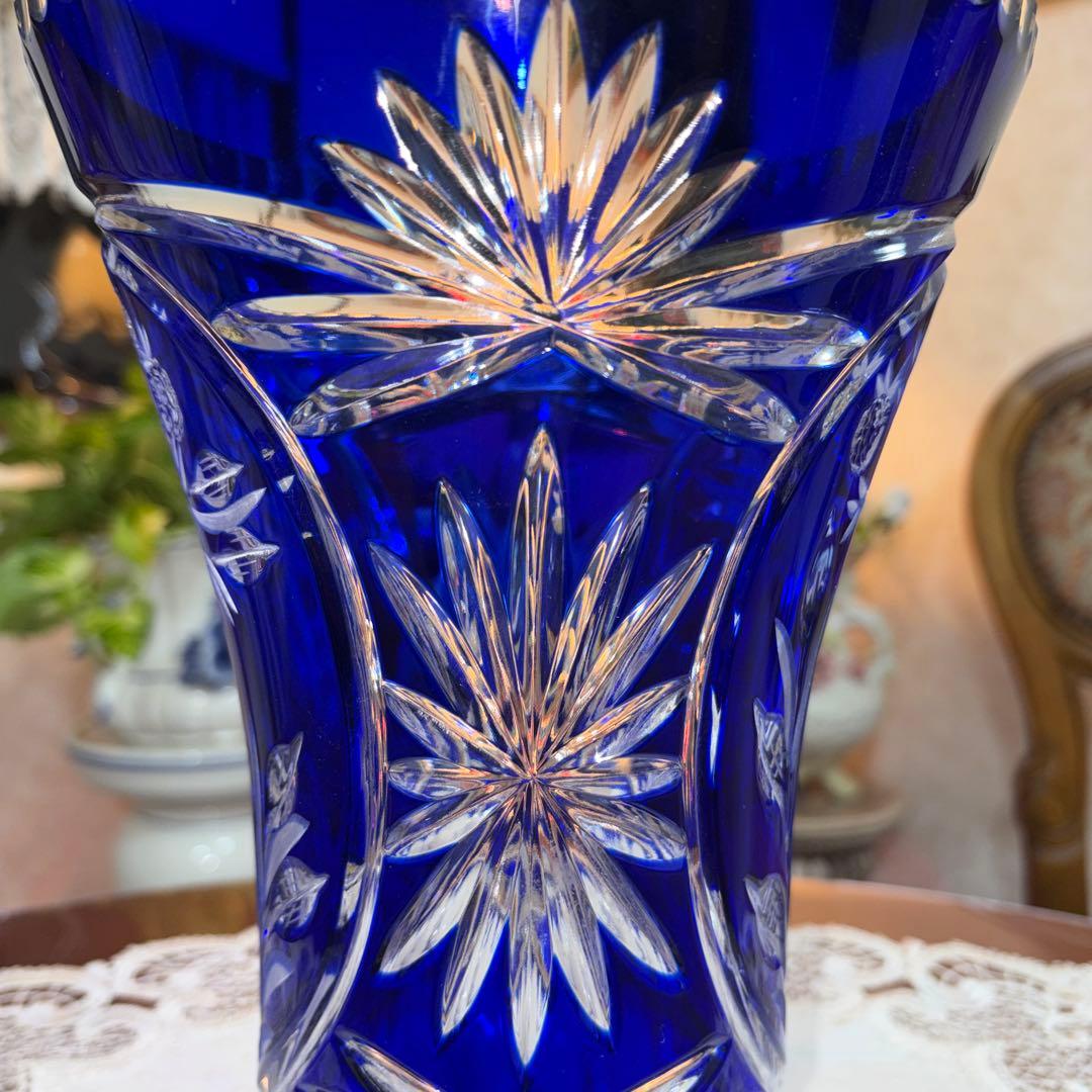 DQESDEN KRISTALL ドイツ製 切子 花瓶 フラワーベース 未使用