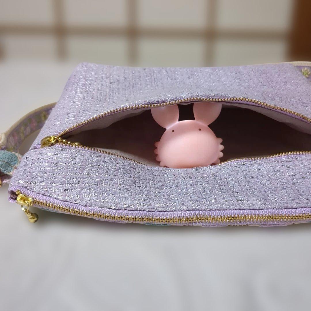 Sky…ユキエモンバルーン刺繍xファンシーツイード…長財布スマホショルダー