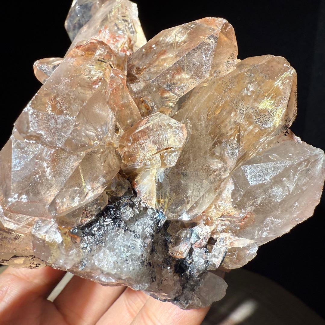 ブラジル産❣️天然石ルチルクォーツ共生水晶のクラスター　置物NO.062714