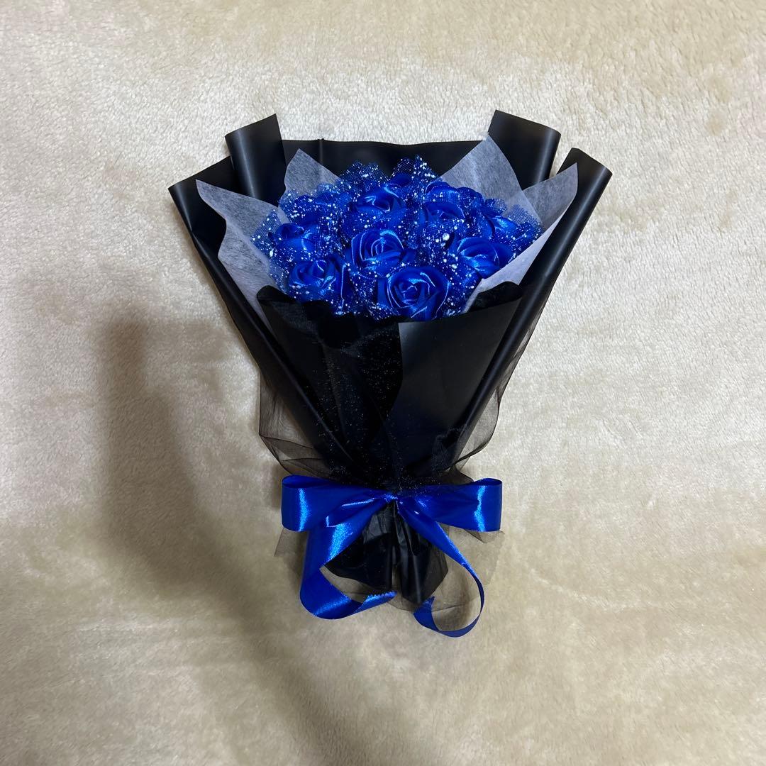 11本青バラブーケ　プレゼント お祝い 枯れない花 永生薔薇　特別な人へ