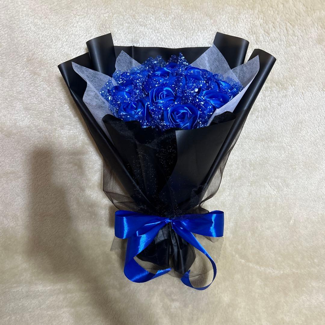 11本青バラブーケ　プレゼント お祝い 枯れない花 永生薔薇　特別な人へ