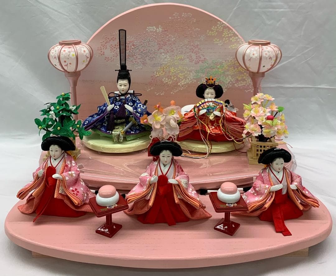 雛人形 桐二段飾 豆親王五人飾 三人官女セット ひな人形 初節句 プレゼント