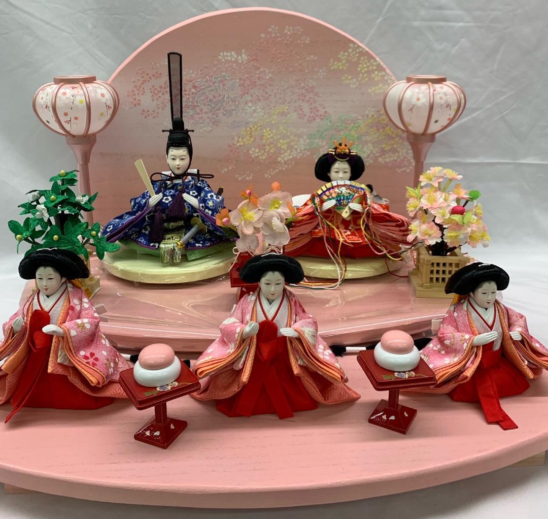 雛人形 桐二段飾 豆親王五人飾 三人官女セット ひな人形 初節句 プレゼント