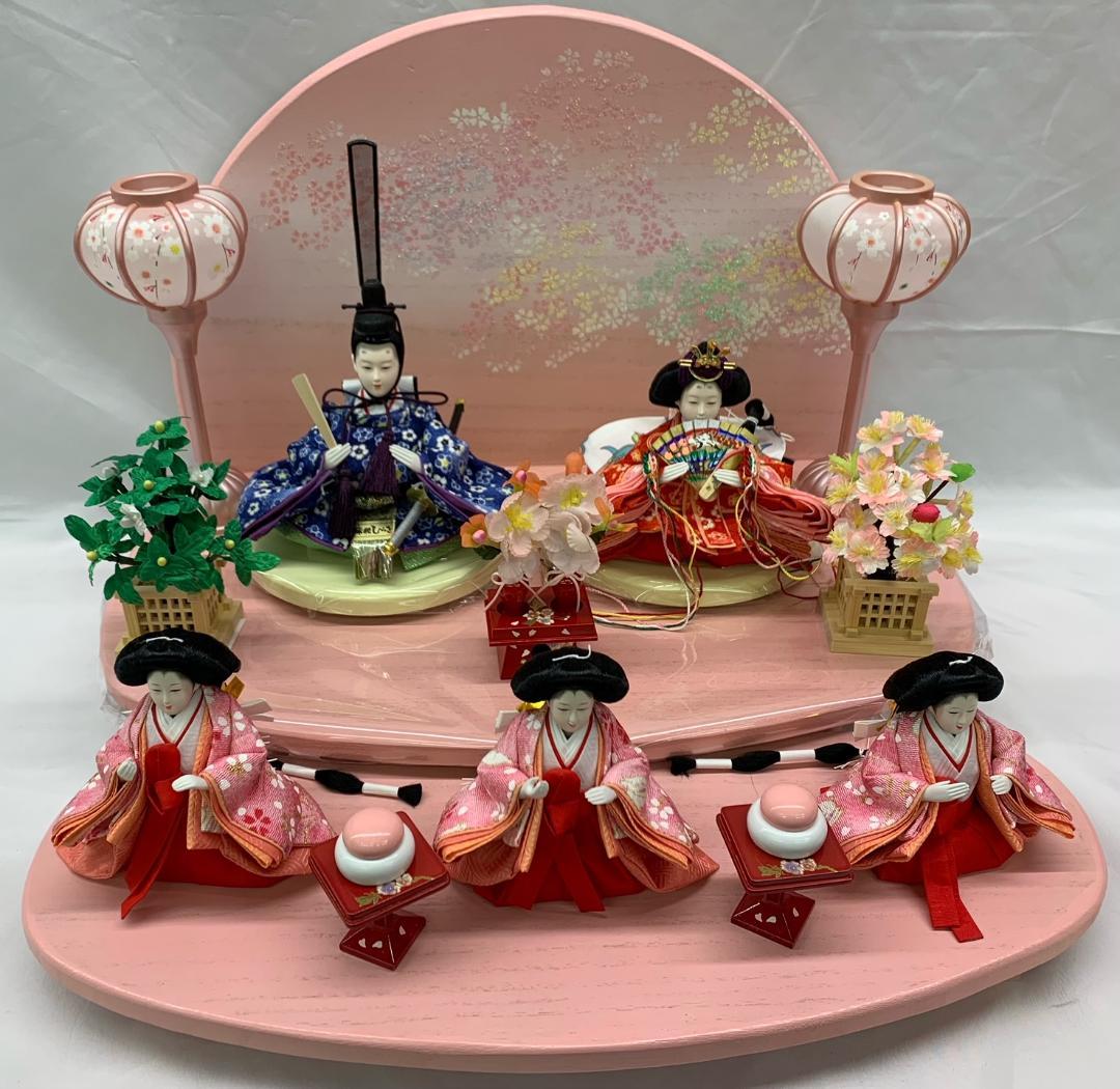 雛人形 桐二段飾 豆親王五人飾 三人官女セット ひな人形 初節句 プレゼント