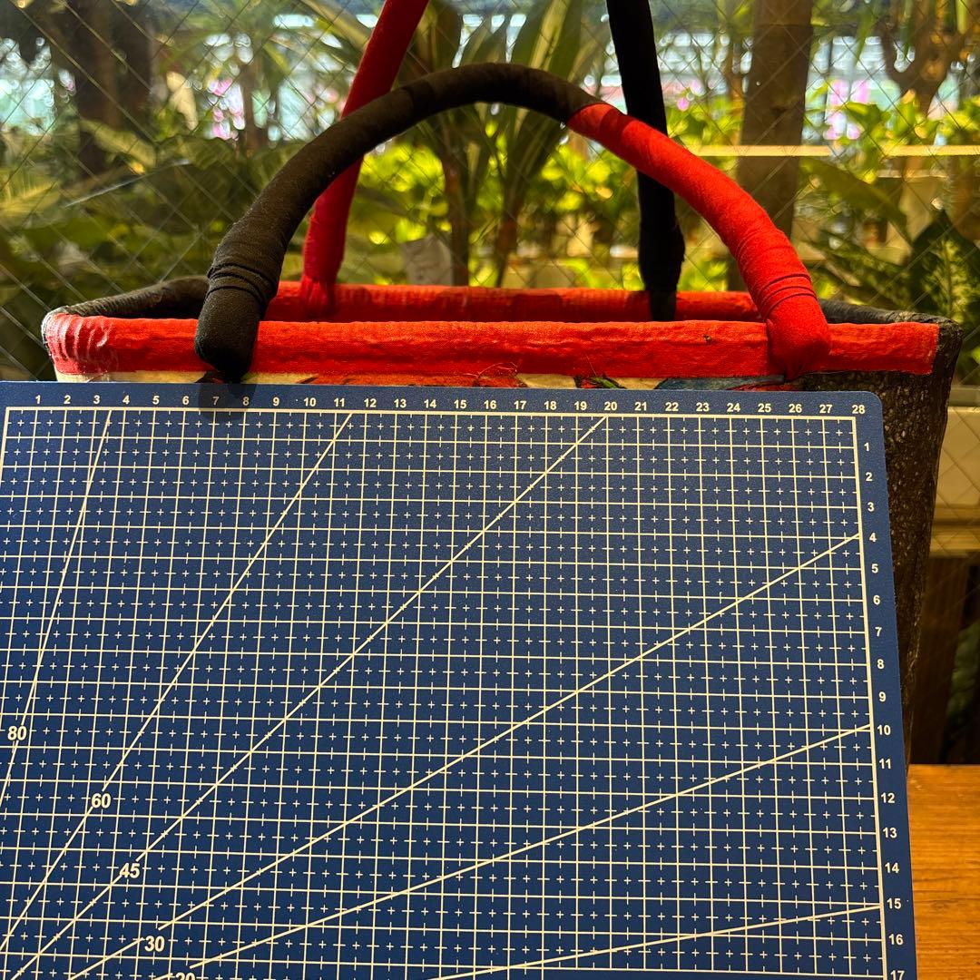 トートバッグ　和紙　昭和レトロ　風神雷神　妖怪　カゴバッグ