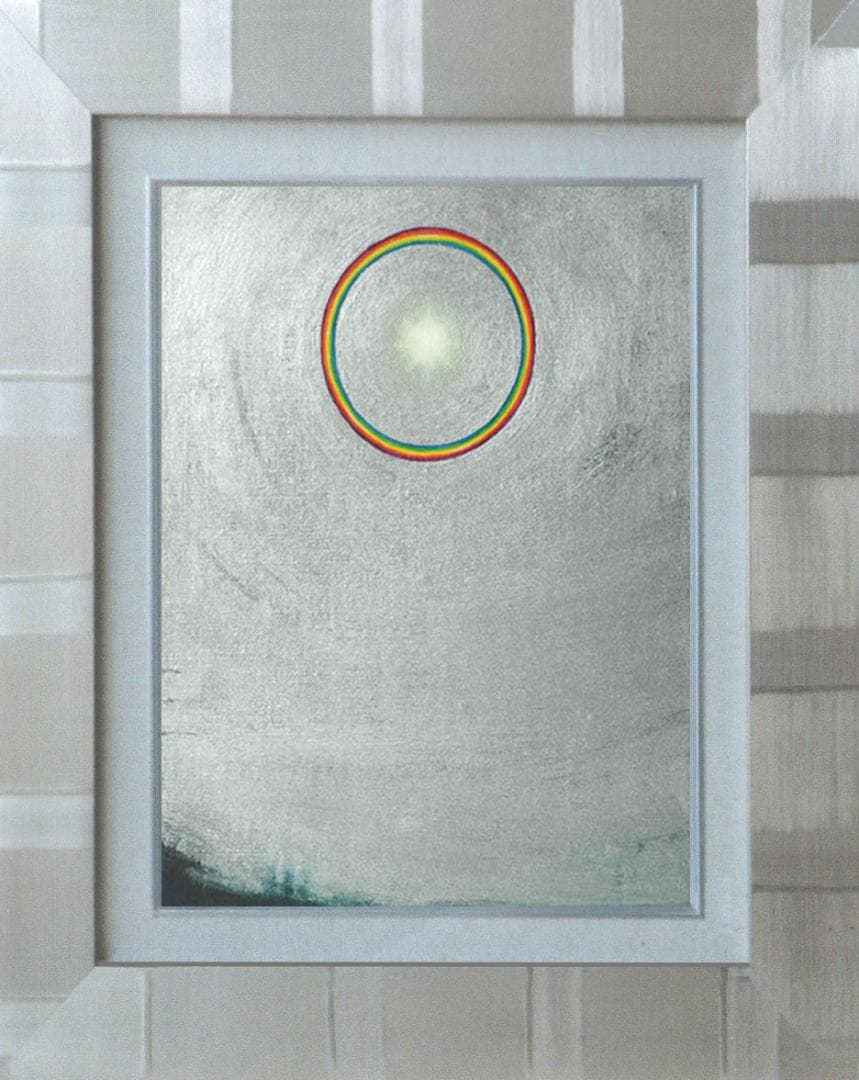 油絵 菅家令子 絵 絵画インテリア額付(薄青緑) F3-S72023 風景祈希望