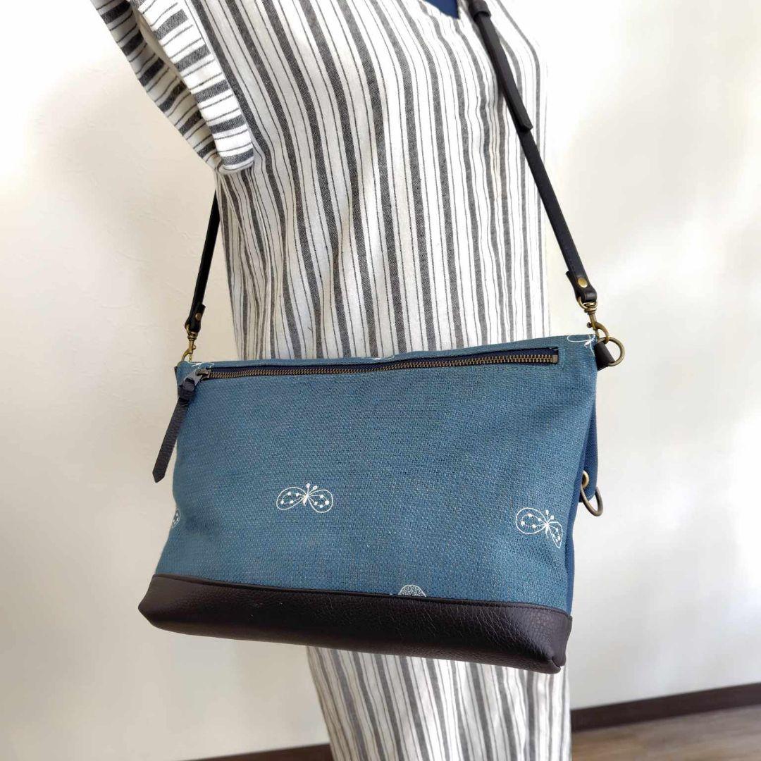 や*ま様 ③ミナペルホネン/ちょうちょネイビー/A４2Wayショルダートート本革