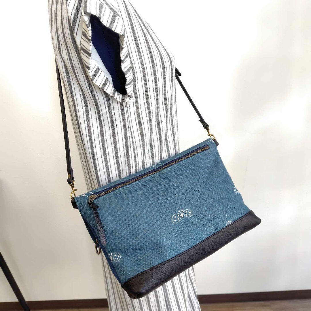 や*ま様 ③ミナペルホネン/ちょうちょネイビー/A４2Wayショルダートート本革