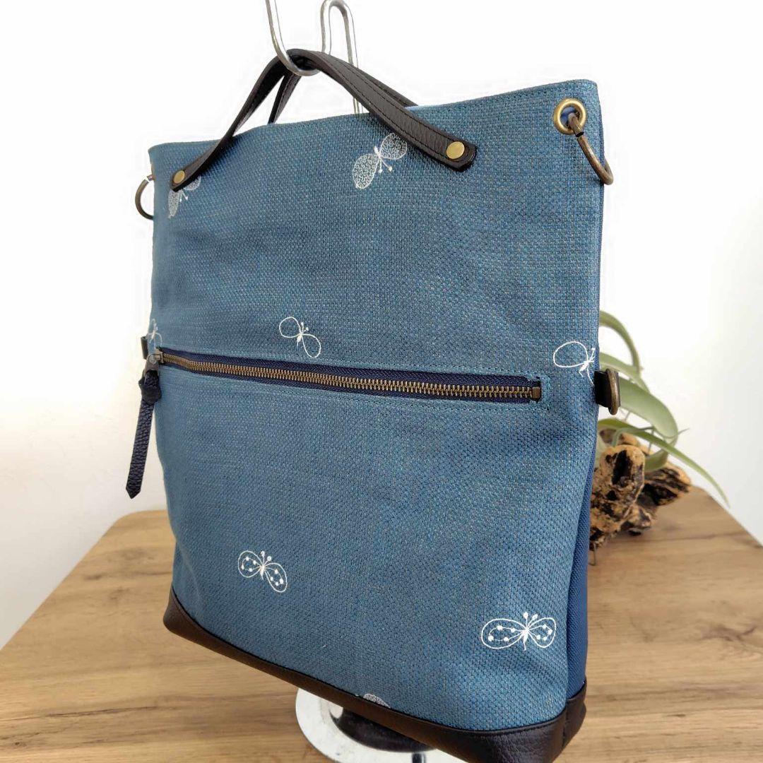 や*ま様 ③ミナペルホネン/ちょうちょネイビー/A４2Wayショルダートート本革