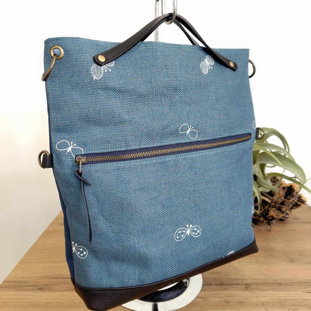 や*ま様 ③ミナペルホネン/ちょうちょネイビー/A４2Wayショルダートート本革