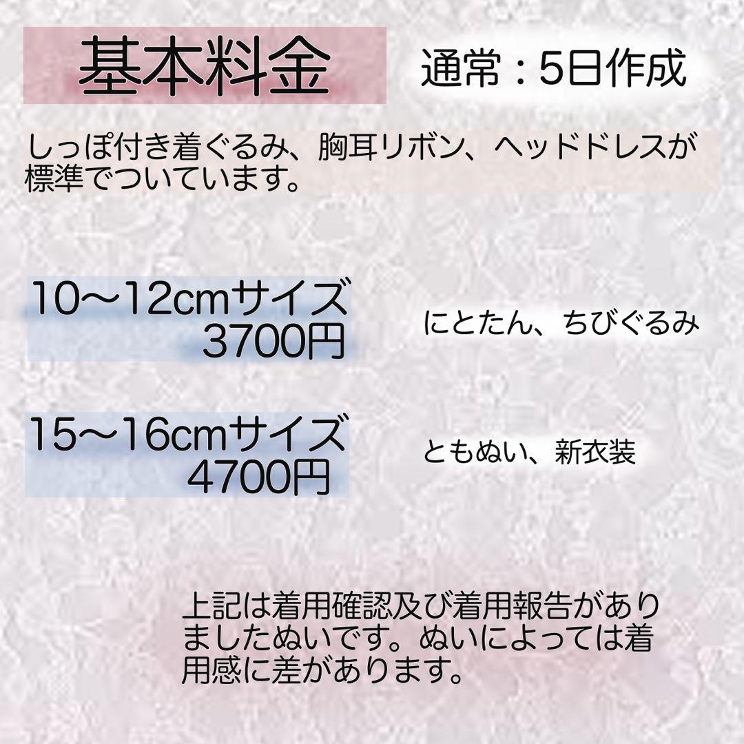 【受付中.ᐟ】ぬい服 カスタムオーダー ページ 10〜12cm 15〜16cm