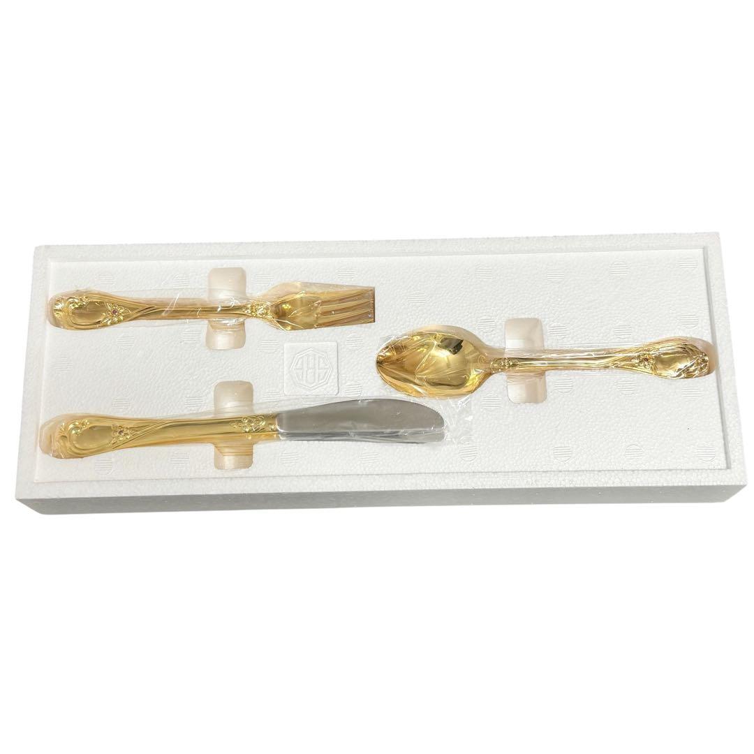 【未使用・保証書付】SUNRIE サンリエ カトラリーセット 45本 金メッキ