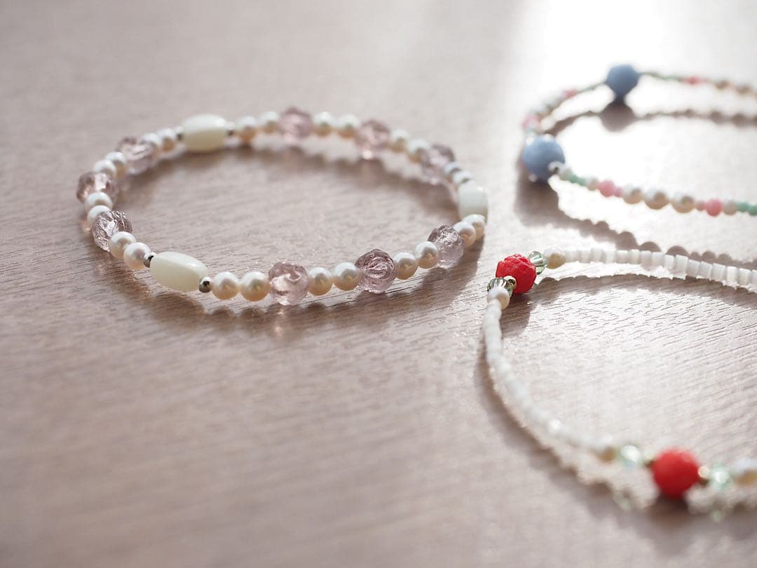 レッドローズ & ホワイト ブレスレット