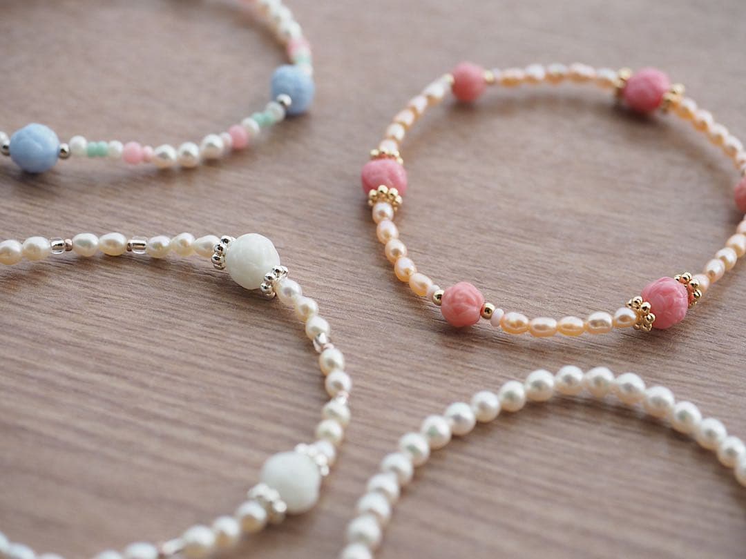 レッドローズ & ホワイト ブレスレット