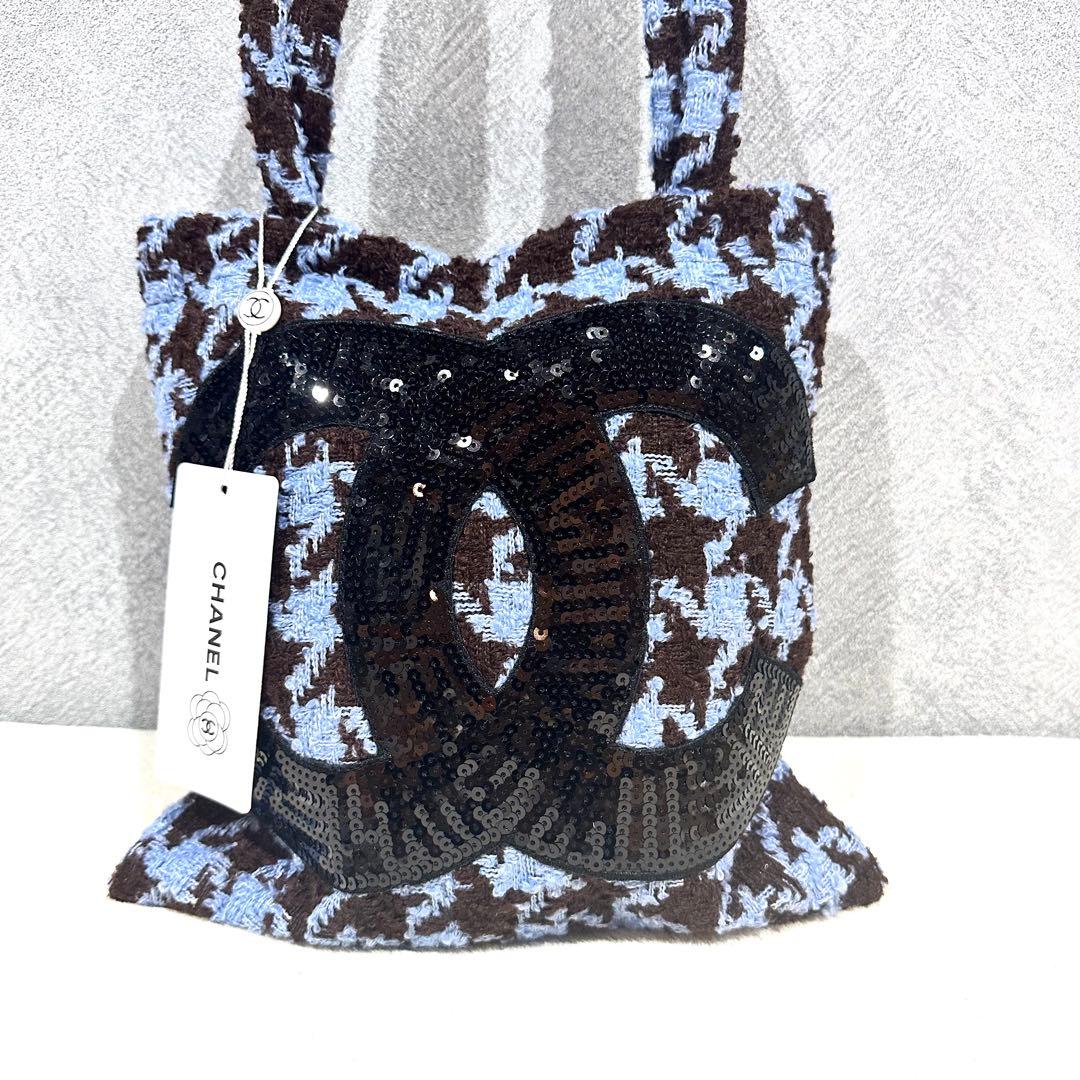 【非売品】シャネル CHANEL 千鳥 ブルー スパンコール トートバッグ
