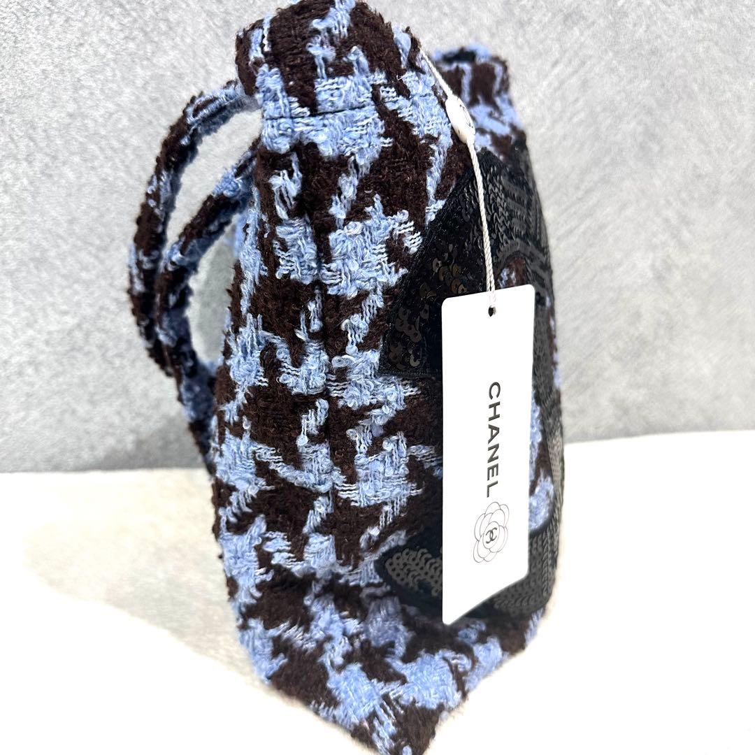 【非売品】シャネル CHANEL 千鳥 ブルー スパンコール トートバッグ