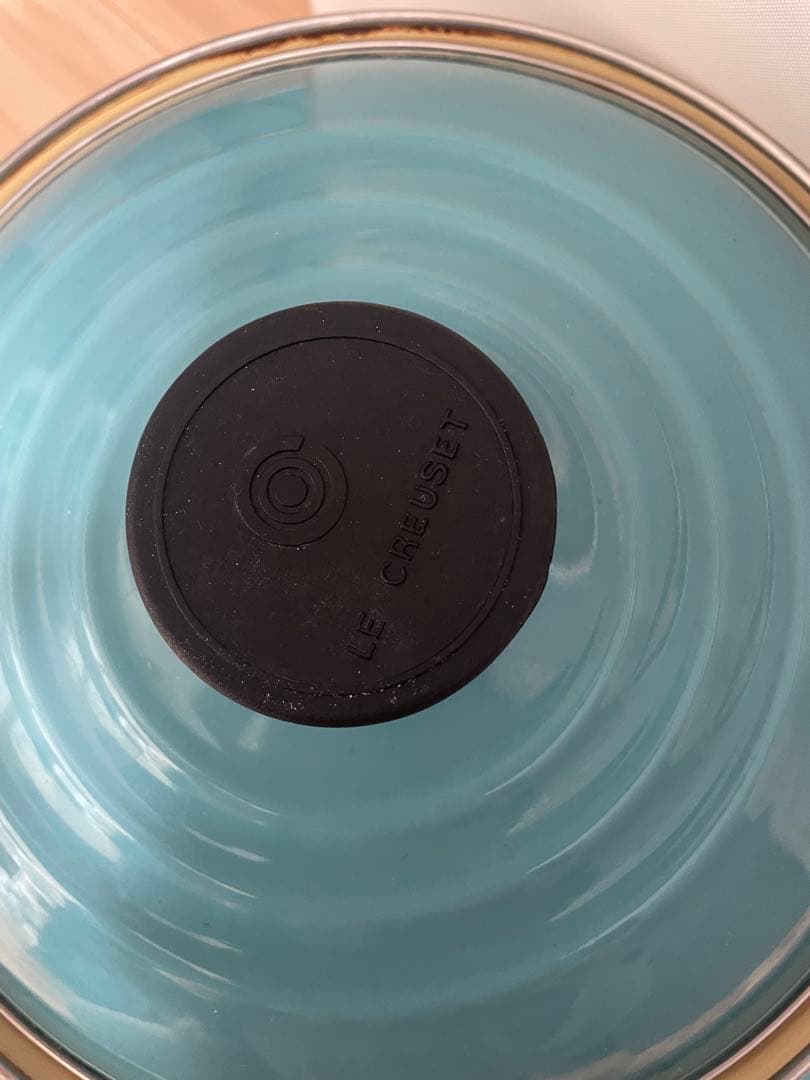 Le Creuset 両手鍋 青 24cm ガラス蓋付き　パスタ