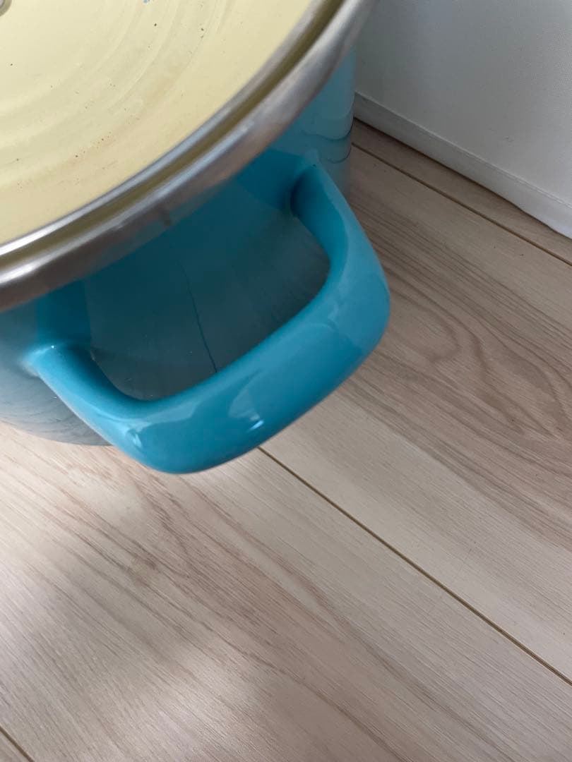 Le Creuset 両手鍋 青 24cm ガラス蓋付き　パスタ
