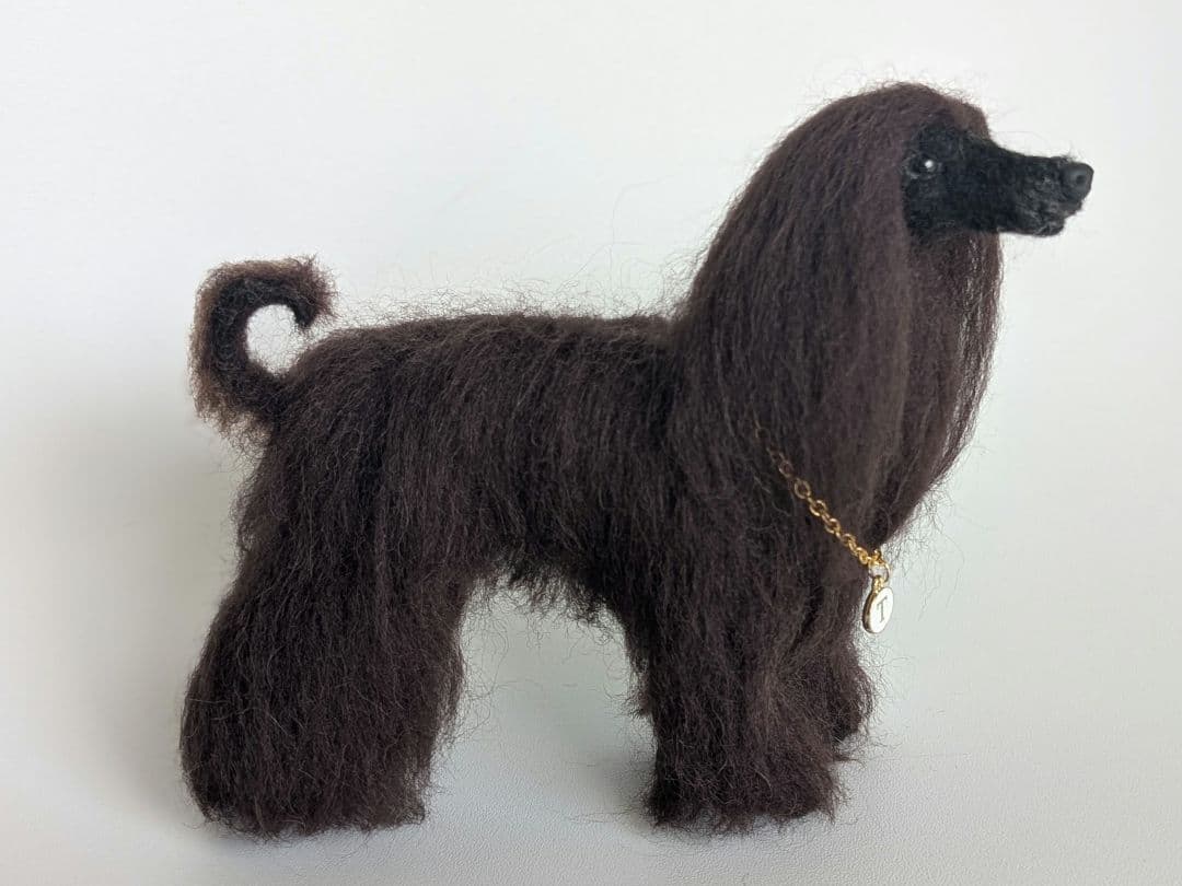 美しい黒いアフガンハウンド*羊毛フェルト