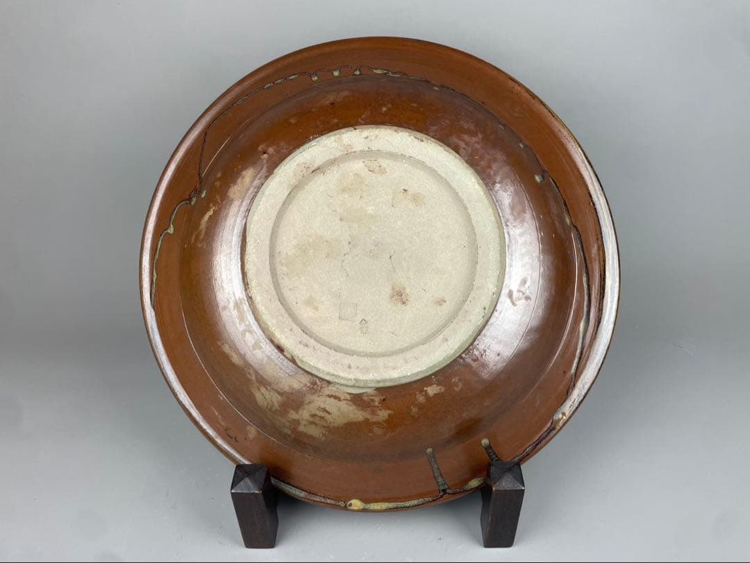 小石原焼 飛鉋 大皿 飾皿 直径約42cm 大型 飛び鉋 在銘 伝統工芸 小鹿田