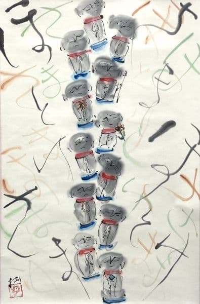 在銘「ほとけさま」仏画　掛軸 紙本 共箱