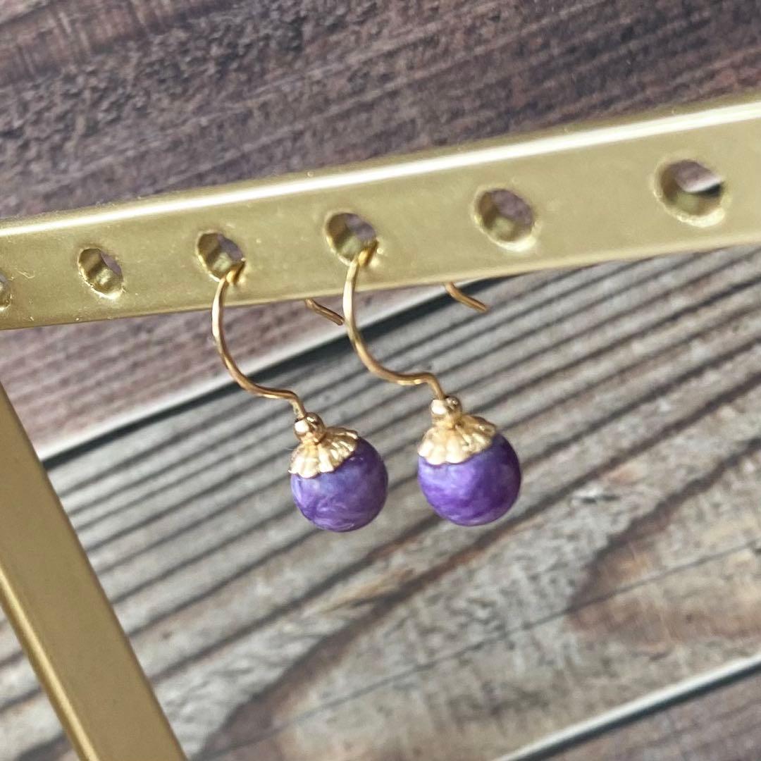 確認用ページ チャロアイト 木の実ランプピアス 14kgf