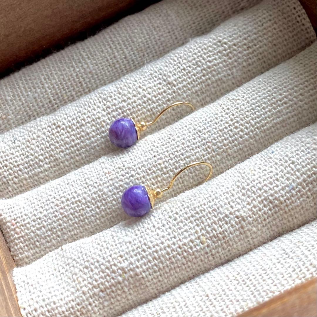 確認用ページ チャロアイト 木の実ランプピアス 14kgf