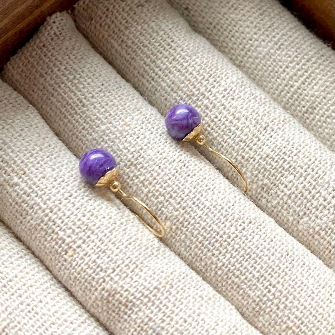 確認用ページ チャロアイト 木の実ランプピアス 14kgf