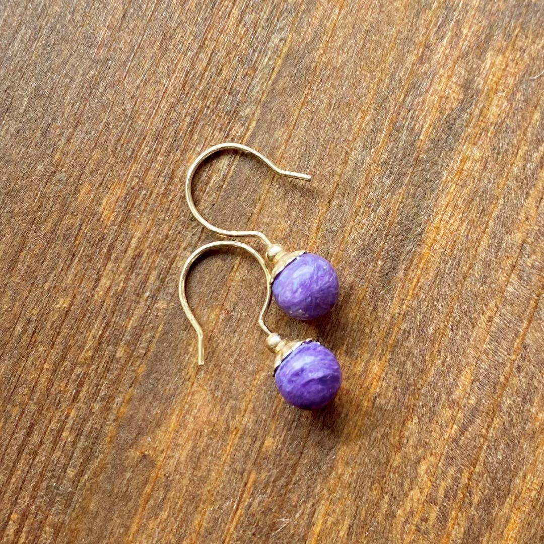 確認用ページ チャロアイト 木の実ランプピアス 14kgf