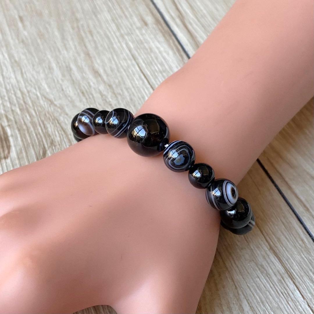 不安を払拭し力を引き出すお守り/モリオン・アイアゲート/パワーストーンブレスレッ